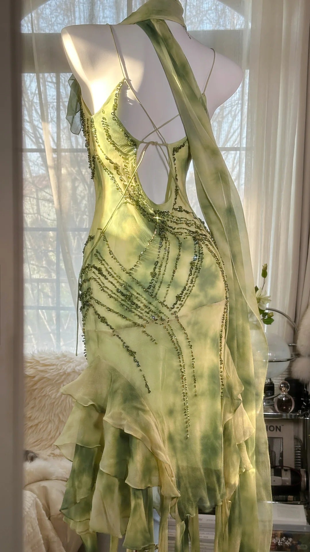 Green Homecoming Dresses Mermaid Spaghetti Strap Beaded Crystals Short Party Graduation Outfits MP993