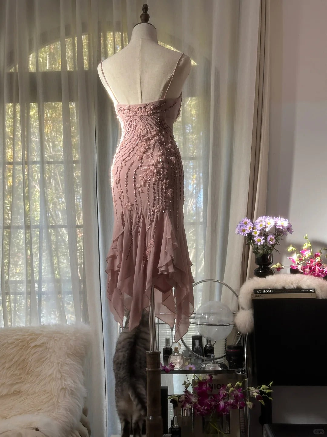 Sexy Homecoming-Kleider Spaghettiträger Rosa Meerjungfrau Knielang Party Abschluss Outfits MP1088