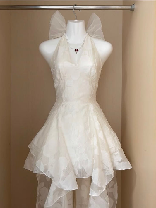 Prinzessin A-Linie Neckholder Weiß Spitze Für Gymnasiastinnen Homecoming Kleider Hoco Ballkleid Formelles Kleid MP1304