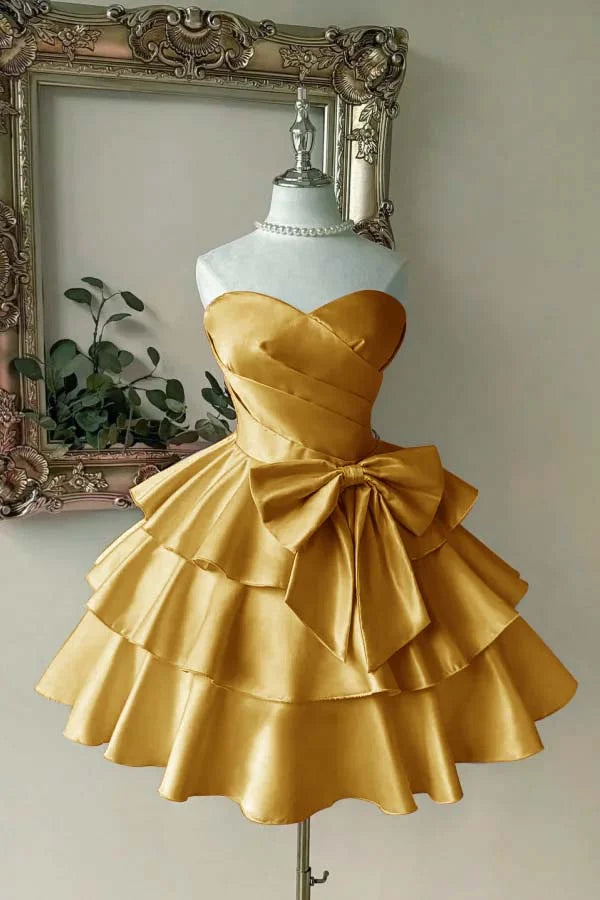 Bezauberndes Ballkleid Sweetheart Blau mit Schleife Satin Kurz Mini 15 16 Geburtstag Homecoming Kleid MP664