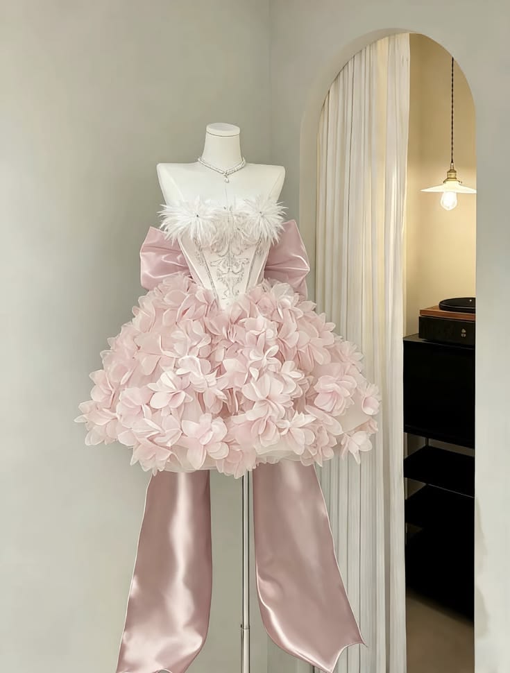 Neu eingetroffen: Ballkleid Sweetheart Pink mit Blumen – kurzes Mini-Heimkehrkleid, Hoco-Outfit für den 19. Geburtstag MP1306