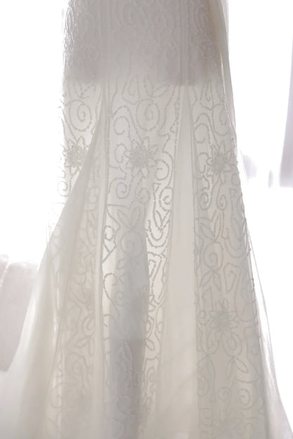 Pretty Mermaid Strapless White Sequin With Beading Long Sleeveless Formal Gowns Prom Dresses MP1125