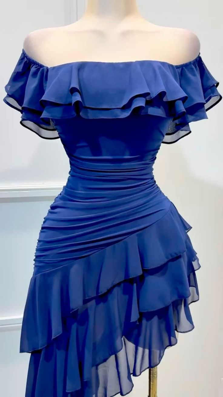 Elegantes Etui-Kleid schulterfrei Königsblau mit Ärmeln Chiffon 15. Geburtstag Outfits Homecoming Kleid MP808