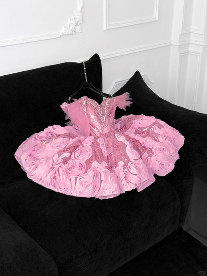 Princess Ball Gown Sweetheart Pink For High School Teens Homecoming Dresses Tulle Hoco Gown Formal Dress MP1276