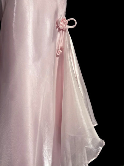 Elegant Long Prom Dresses Pink Mermaid Spaghetti Strap With Lace Satin Formal Dress Graduation Gown MP364