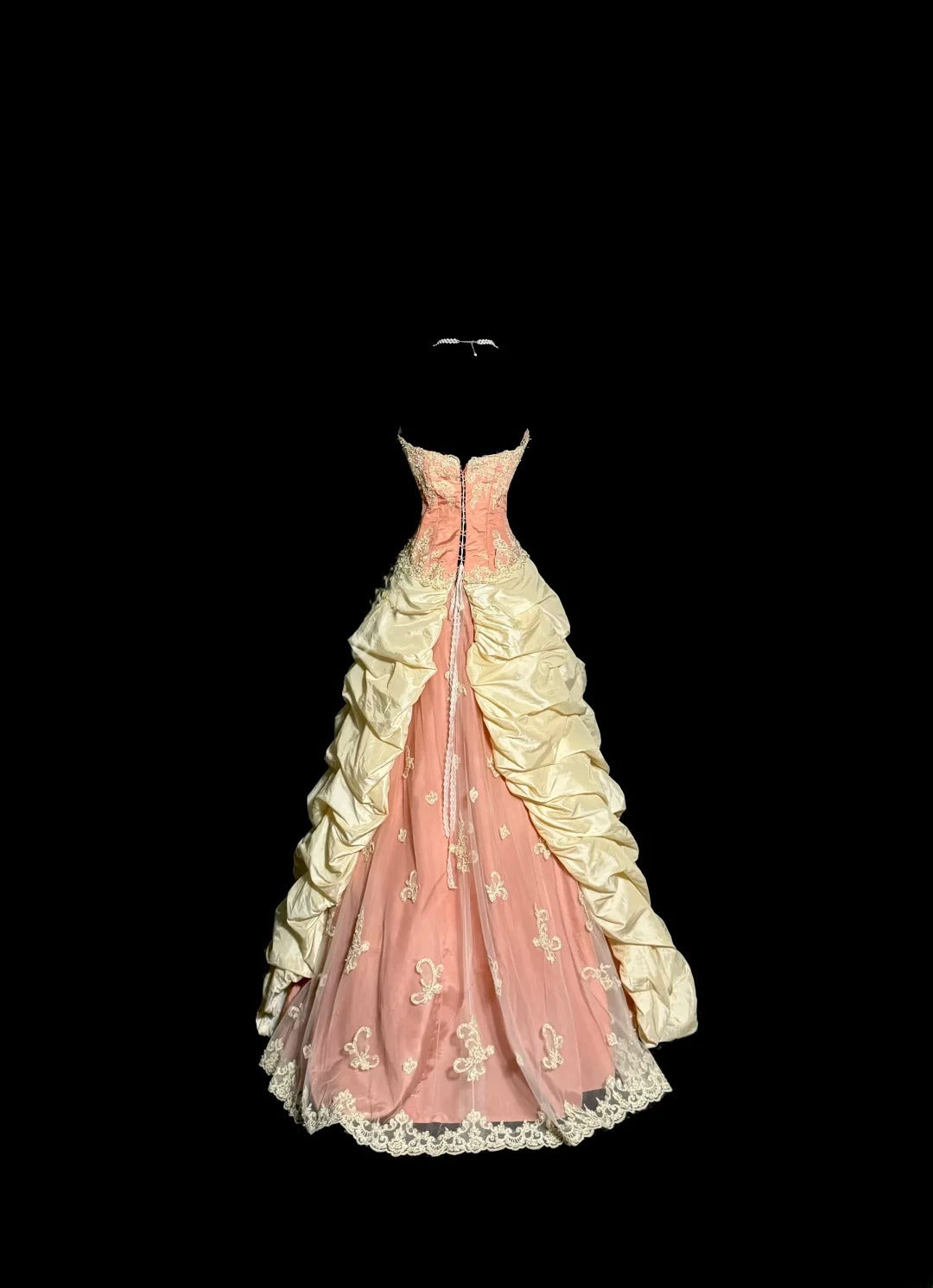 Robes de bal longues vintage roses Robe de bal bustier en taffetas avec dentelle Robe de soirée de remise de diplôme MP365