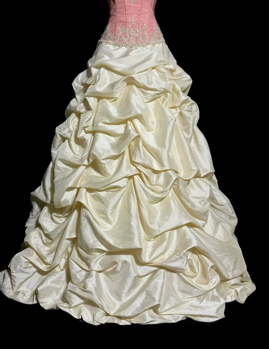 Robes de bal longues vintage roses Robe de bal bustier en taffetas avec dentelle Robe de soirée de remise de diplôme MP365