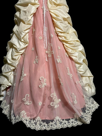Robes de bal longues vintage roses Robe de bal bustier en taffetas avec dentelle Robe de soirée de remise de diplôme MP365