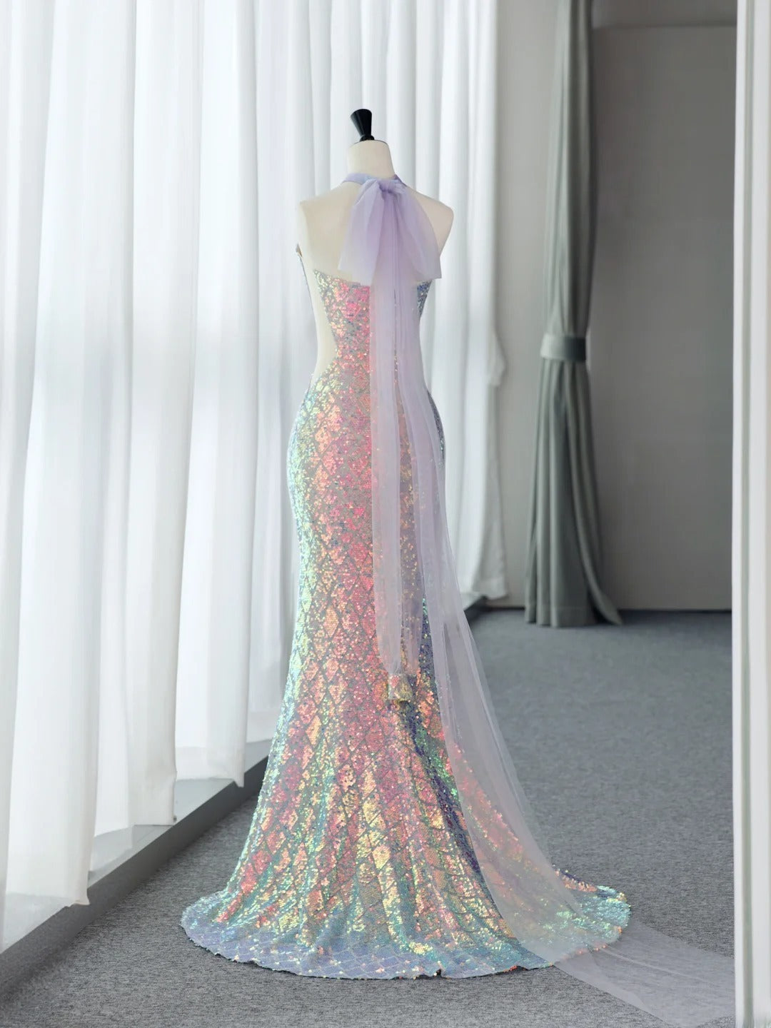 Elegante Abschlussballkleider Ästhetische trägerlose Pailletten lange Meerjungfrau Abendkleid MP232