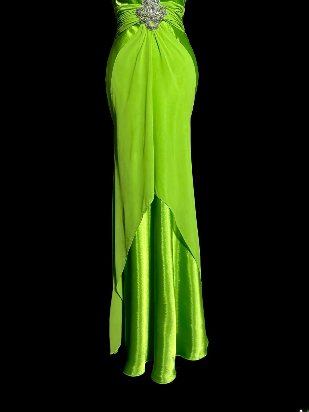 Vintage Long 50s Prom Dresses Green Mermaid Sweetheart Chiffon Satin Formal Dress Graduation Gown MP368