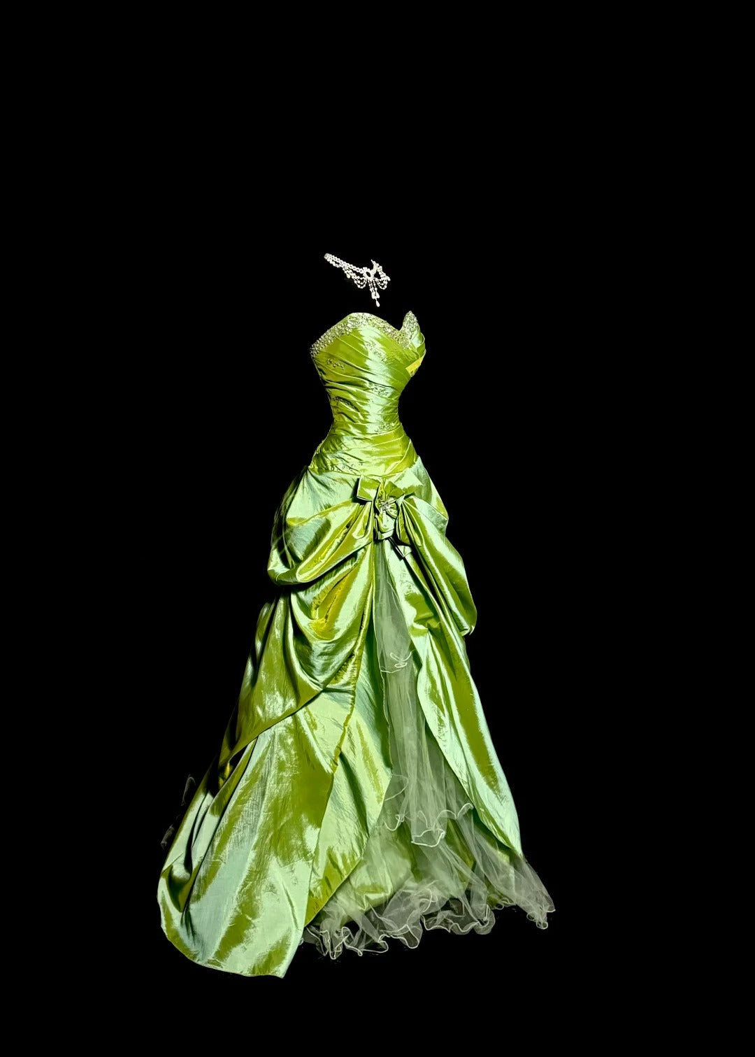 Vintage Long 60s Prom Dresses Silver Ball Gown Sweetheart Green Taffeta Formal Dresses Graduation Gown MP369