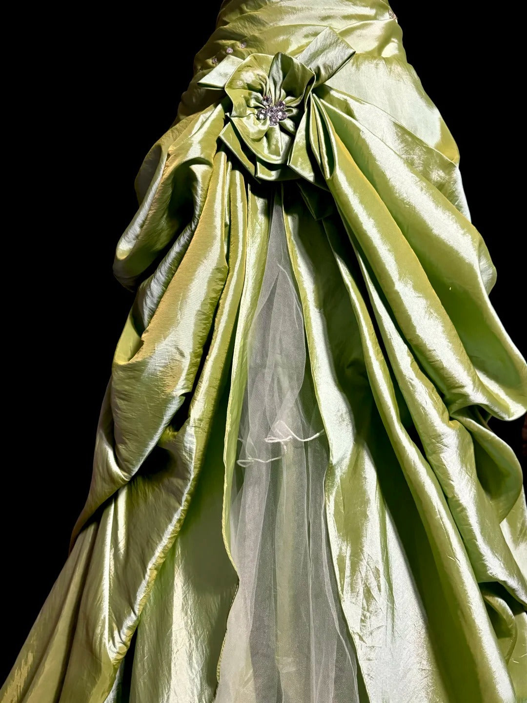 Vintage Long 60s Prom Dresses Silver Ball Gown Sweetheart Green Taffeta Formal Dresses Graduation Gown MP369