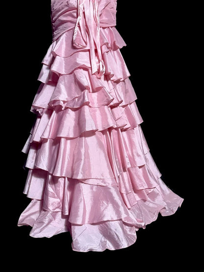 Longues Robes de Bal Vintage des Années 80 Rose Sirène Cœur Taffetas Robe de Soirée Formelle Robe de Remise des Diplômes MP370