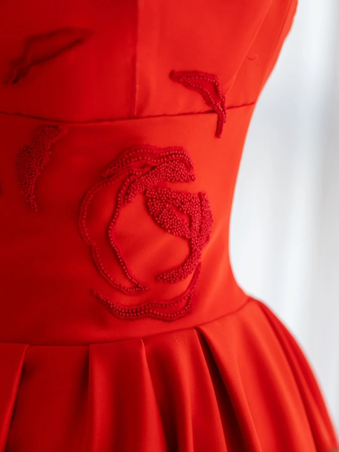 Red Gala Prom Dresses Inspiration A-Line Strapless Beads Formal Dress MP238