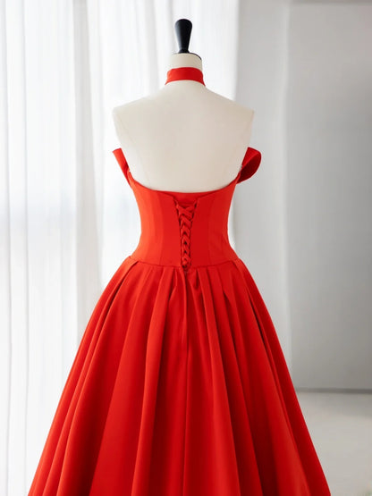 Red Gala Prom Dresses Inspiration A-Line Strapless Beads Formal Dress MP238