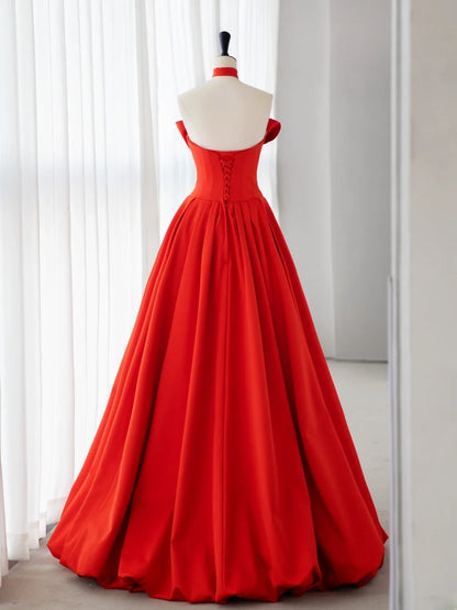 Red Gala Prom Dresses Inspiration A-Line Strapless Beads Formal Dress MP238