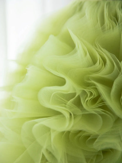 Pretty Prom Dresses Long A-Line Strapless Beading Ruffles Light Green Formal Dress MP239
