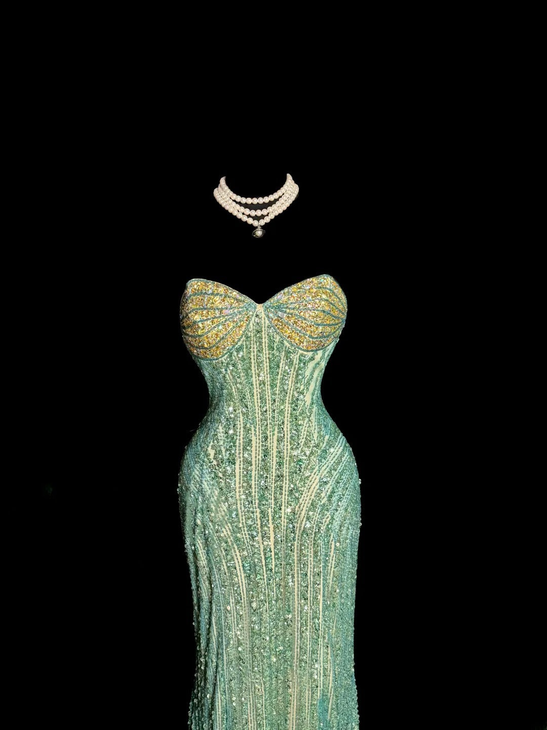 Sparkly Long 80s Prom Dresses Green Mermaid Sweetheart Vintage Formal Dress Graduation Gown MP377
