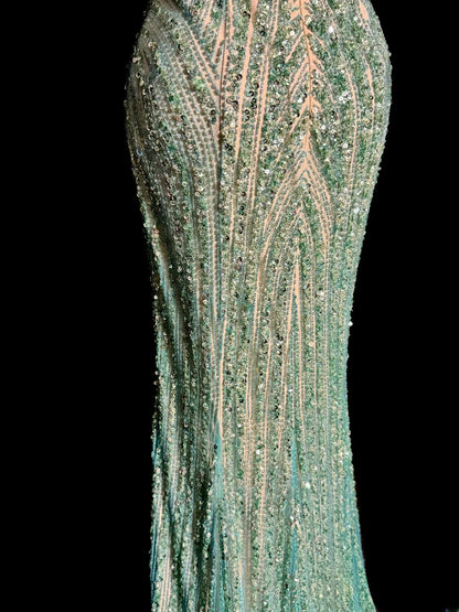 Sparkly Long 80s Prom Dresses Green Mermaid Sweetheart Vintage Formal Dress Graduation Gown MP377