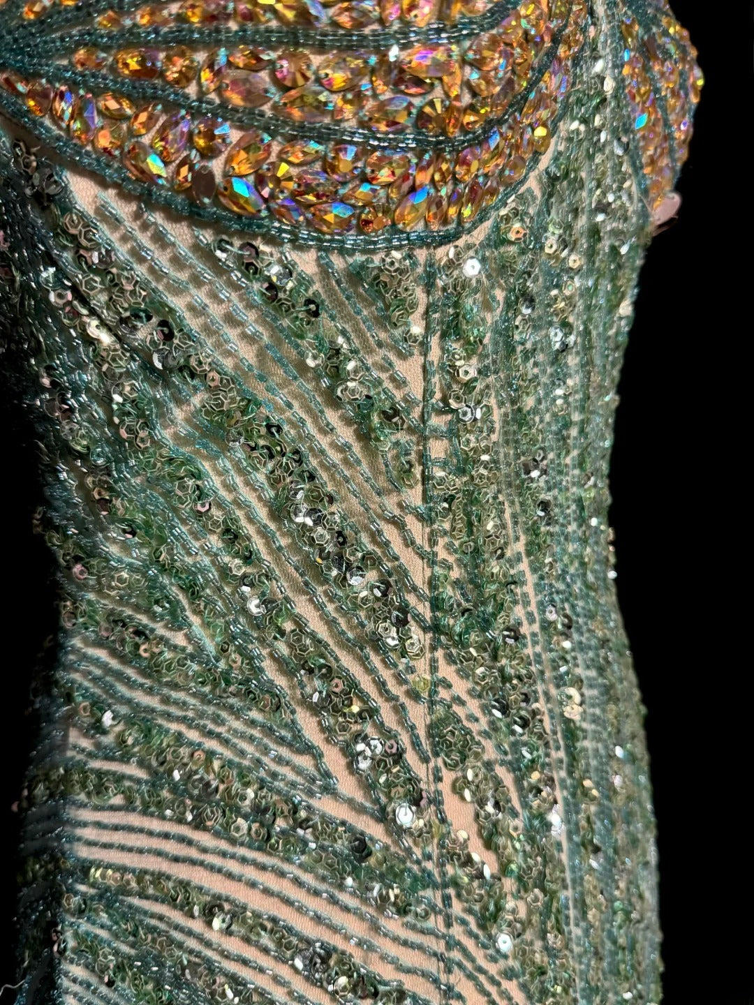 Sparkly Long 80s Prom Dresses Green Mermaid Sweetheart Vintage Formal Dress Graduation Gown MP377