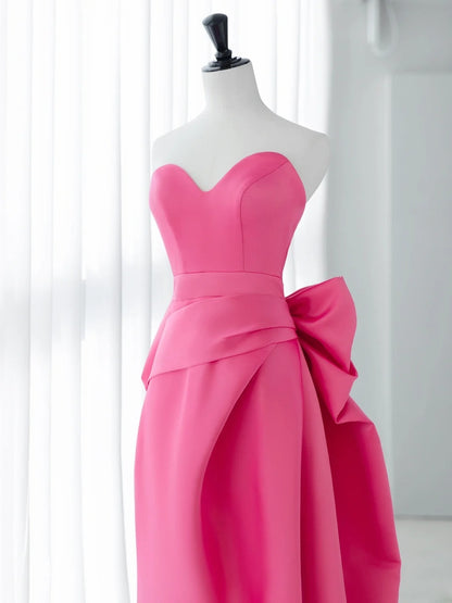 Modest Long Prom Dresses A Line Sweetheart Pink Satin Senior Formal Dress Ideas Graduation Gown MP246