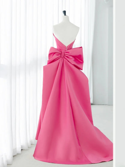 Modest Long Prom Dresses A Line Sweetheart Pink Satin Senior Formal Dress Ideas Graduation Gown MP246
