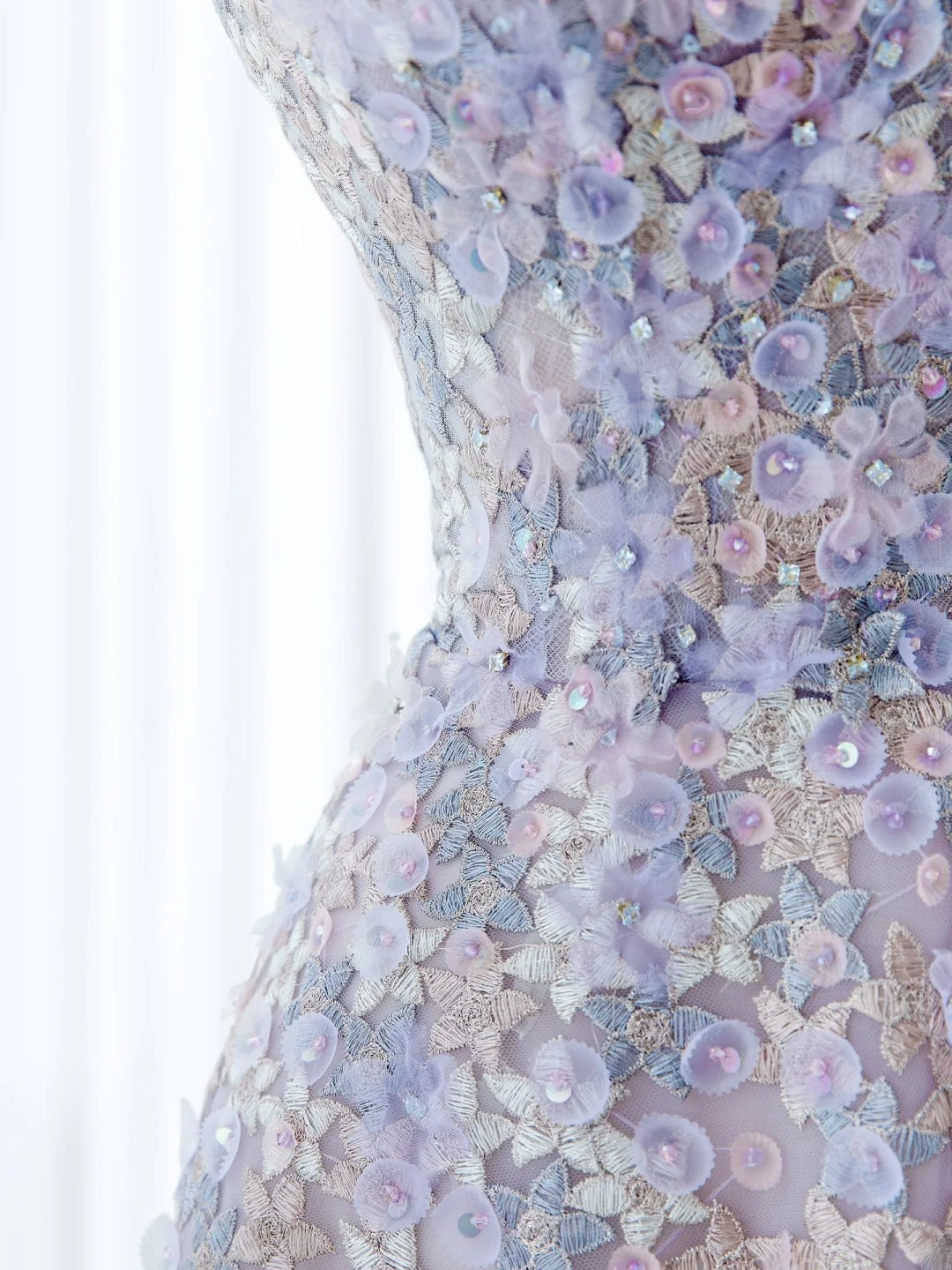 Cute Long Prom Dresses Ball Gown Sweetheart Lilac Floral Tulle Senior Formal Dress Ideas Graduation Gown MP249