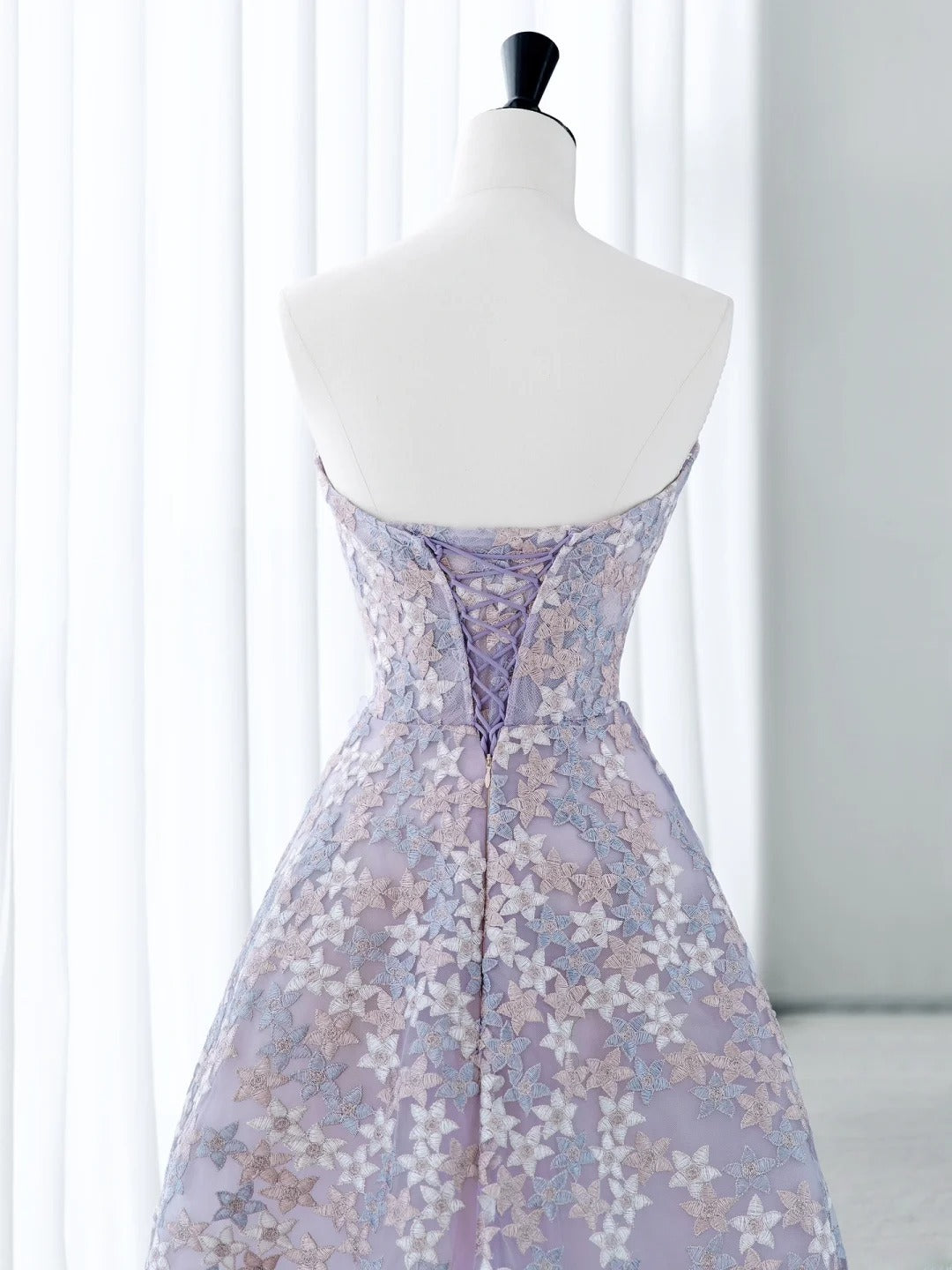 Cute Long Prom Dresses Ball Gown Sweetheart Lilac Floral Tulle Senior Formal Dress Ideas Graduation Gown MP249