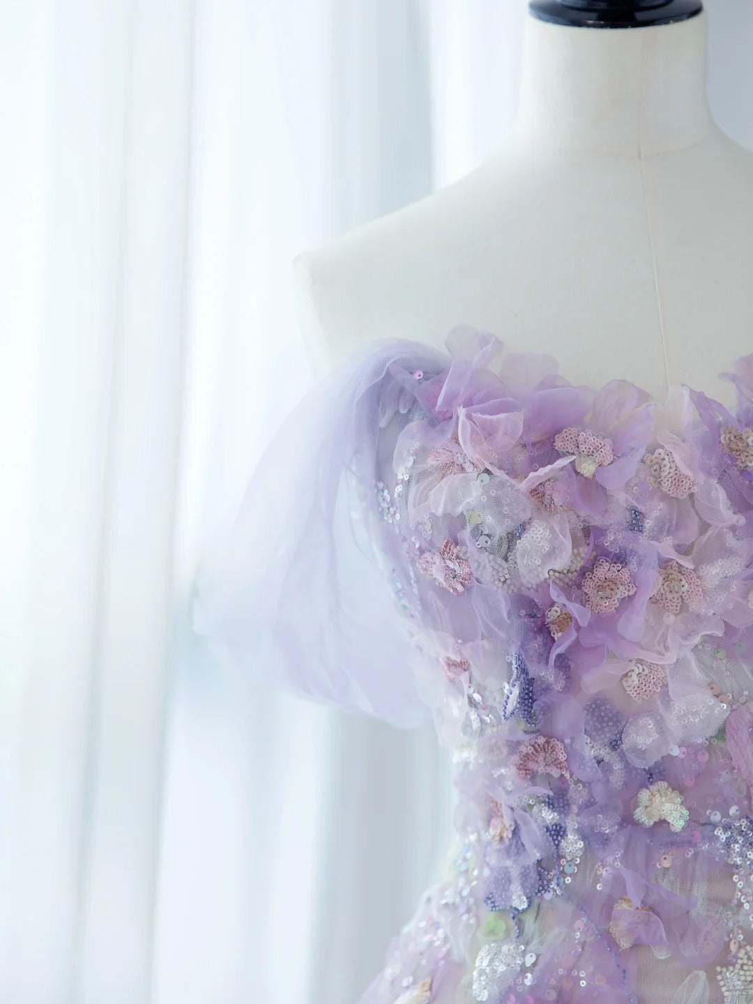 Classy Elegant Long Prom Dresses Mermaid Sweetheart Lilac Floral Tulle Senior Formal Dress Ideas Graduation Gown MP250