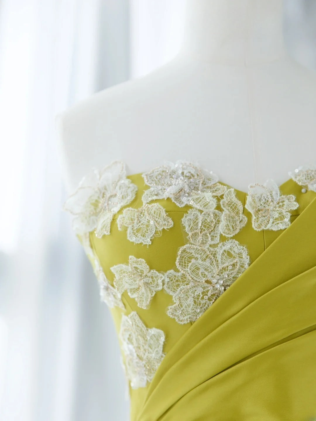 Simple Prom Dresses Long A Line Sweetheart Green Satin With Ruffles Slit Graduation Formal Dress MP253