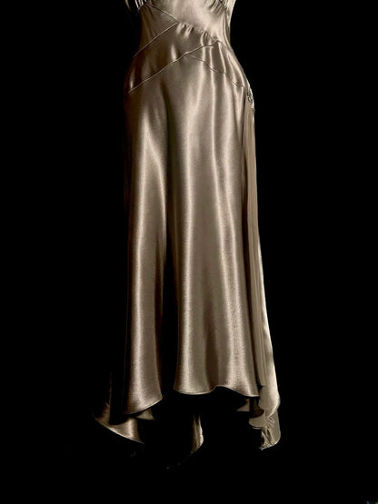 Elegante knielange Abschlussballkleider A-Linie Champagner-Satin-Formkleid Abschlusskleid MP386