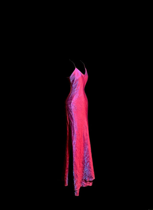 Simple Mermaid Hot Pink Prom Dresses Spaghetti Strap Long Formal Dresses Graduation Gown MP389