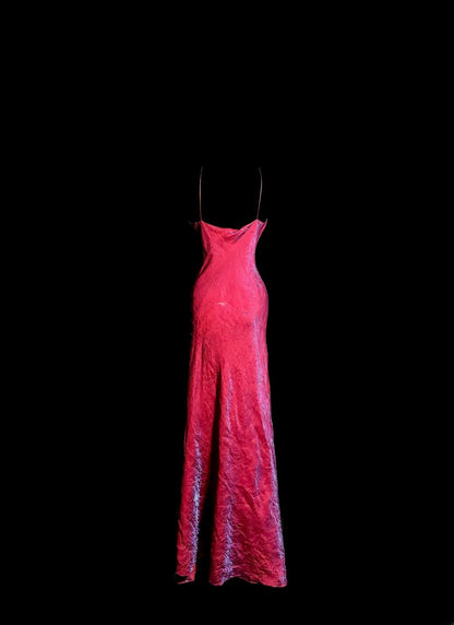 Robes de bal sirène simples rose vif, bretelles spaghetti, robes de soirée longues, robe de remise de diplôme MP389