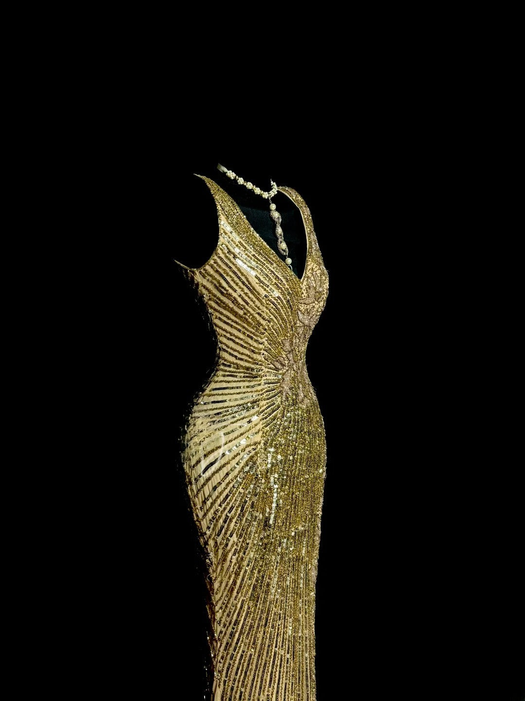Robes de bal dorées scintillantes style sirène avec fente et col en V, robes de soirée longues, robe de remise de diplôme MP390