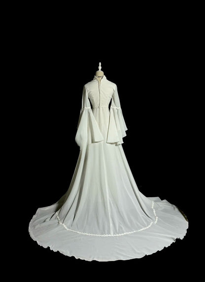Dream A Line Manches Longues Ivoire Avec Applique Mousseline Traîne Courte Robes De Mariée Princesse MP391