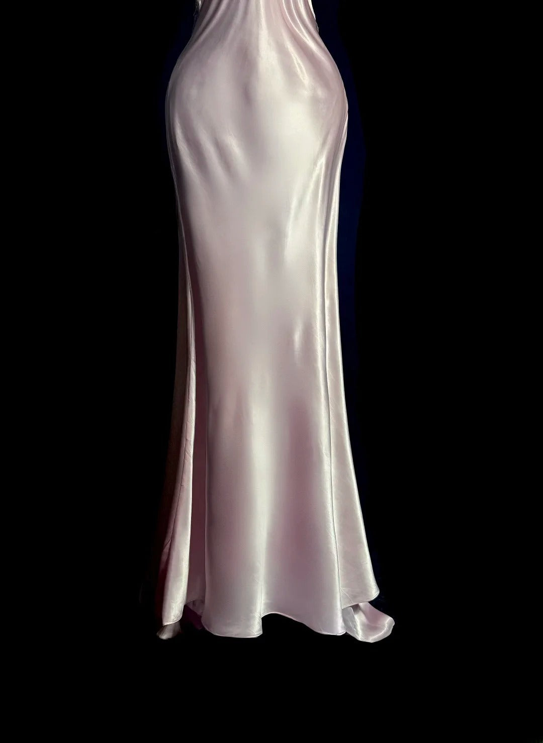 Vintage Long 80s Prom Dresses Pink Mermaid Halter With Beading Satin Formal Dress Graduation Gown MP393