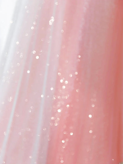Robes de bal longues élégantes et chics, coupe trapèze, bustier, roses avec cape en tulle, idées de robes de cérémonie pour seniors, robes de remise de diplôme MP265