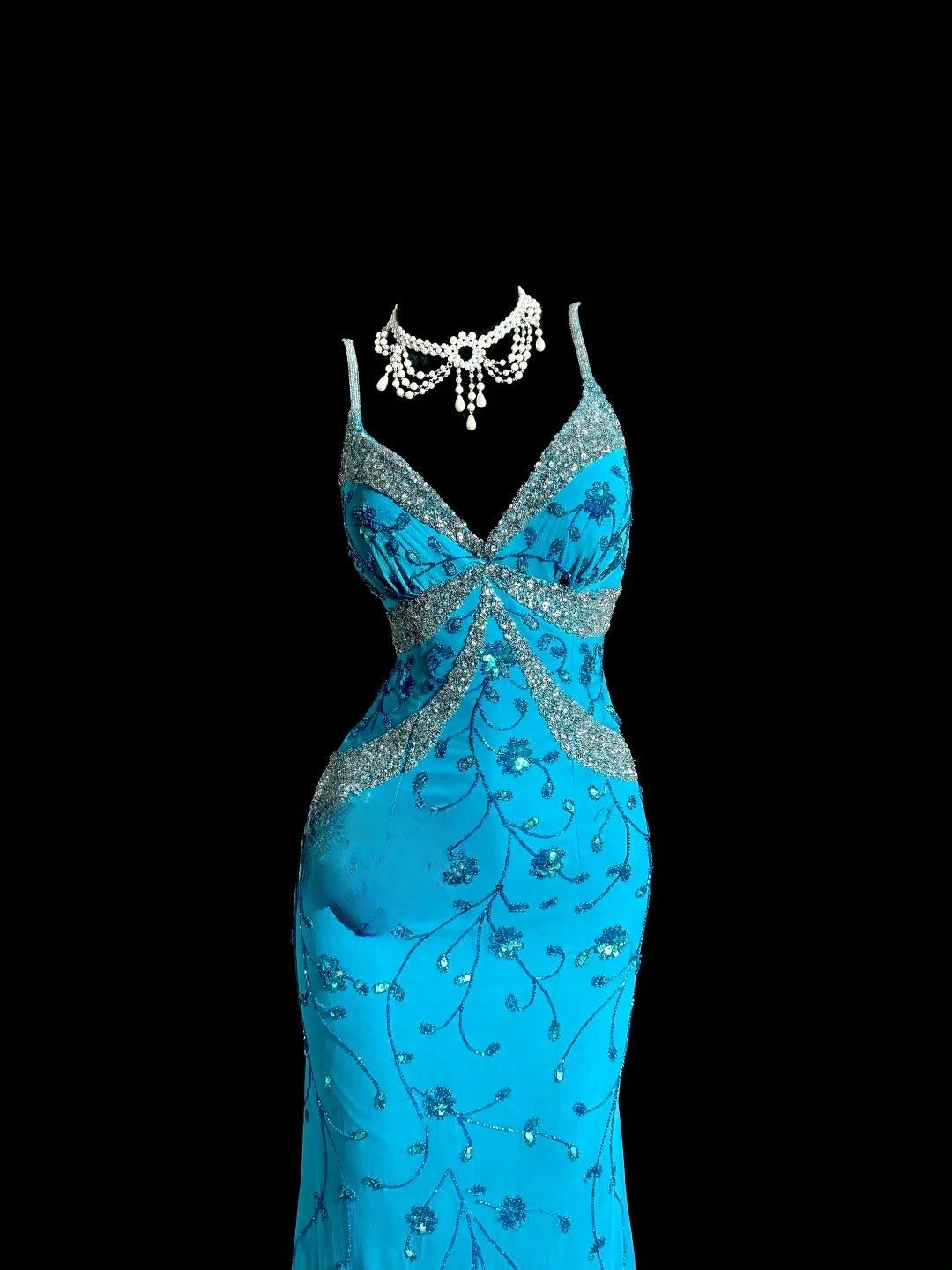 Robes de bal de sirène scintillantes bleu roi avec perles, longues robes de soirée, robe de graduation MP395