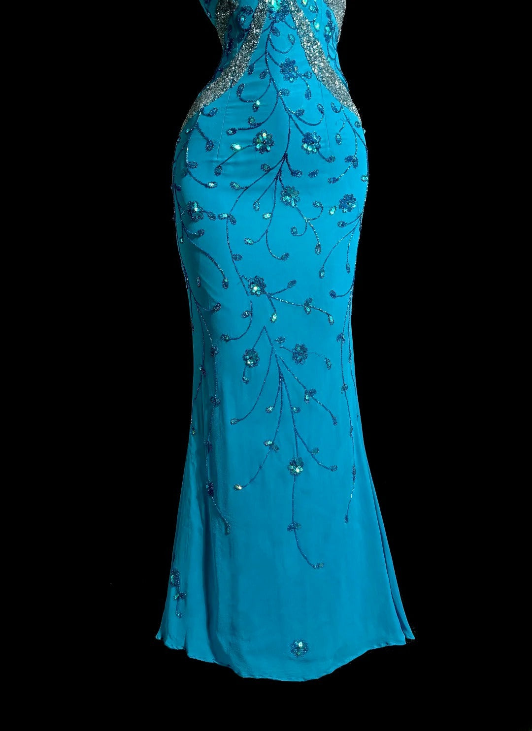 Robes de bal de sirène scintillantes bleu roi avec perles, longues robes de soirée, robe de graduation MP395