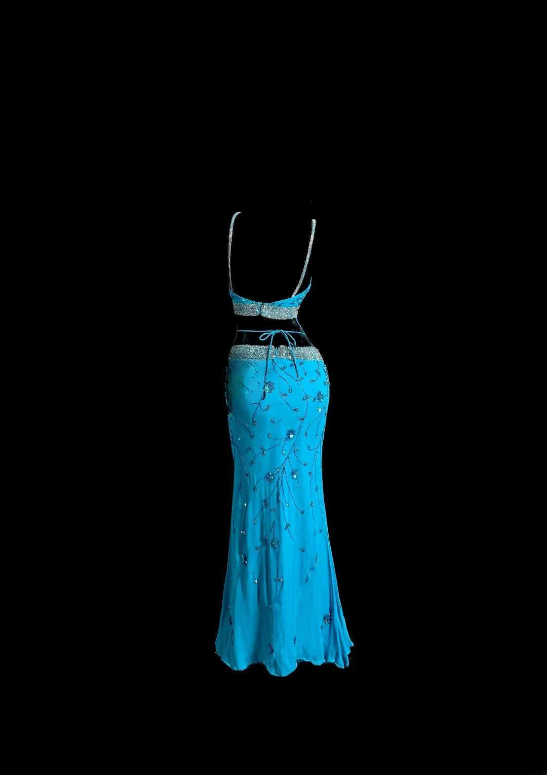 Robes de bal de sirène scintillantes bleu roi avec perles, longues robes de soirée, robe de graduation MP395