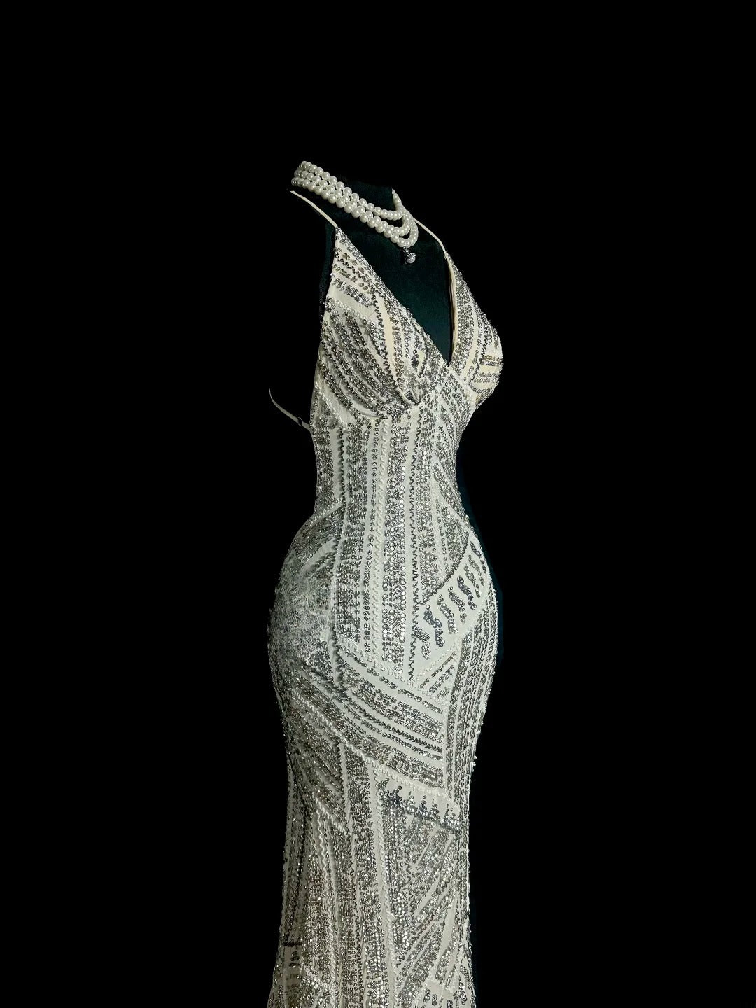 Robes de bal sirène grises argentées scintillantes, robes de soirée longues dos nu, robes de graduation MP397