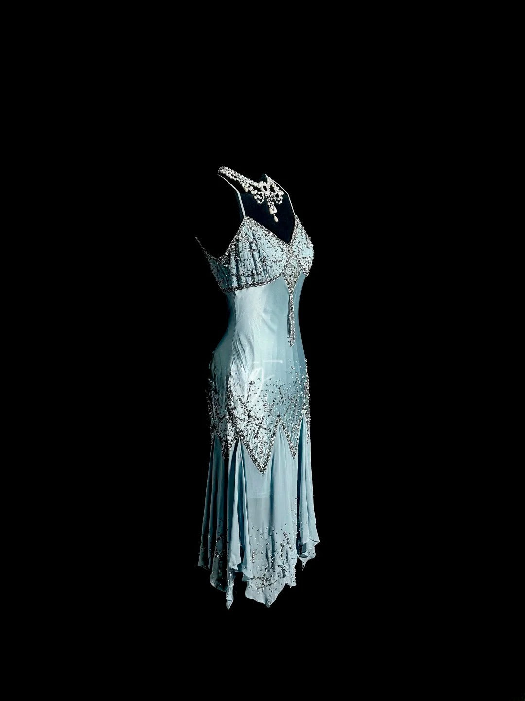 Sparkly Prom Dresses Mermaid Spaghetti Strap Blue Tea Length Formal Dresses Graduation Gown MP398
