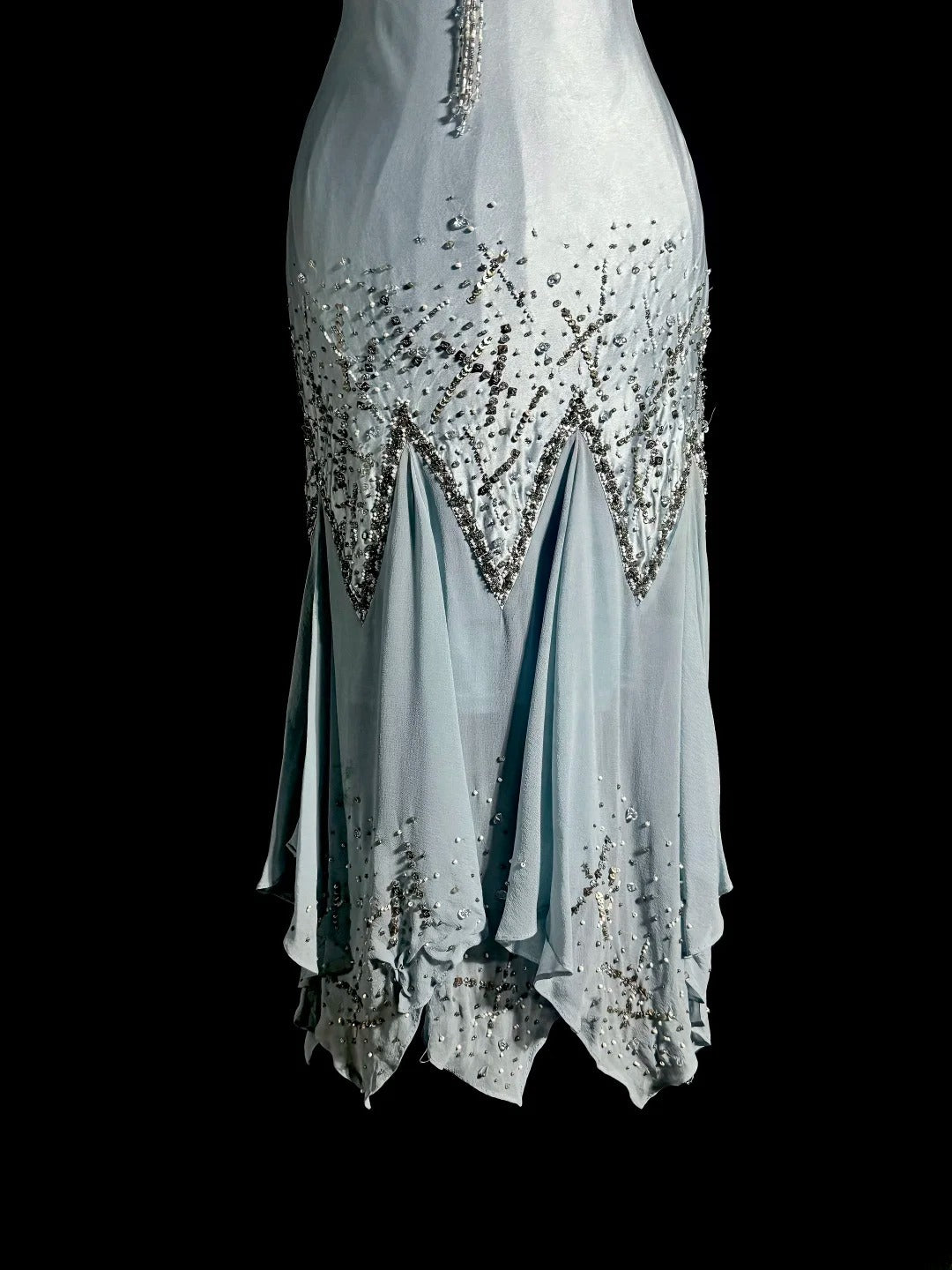Sparkly Prom Dresses Mermaid Spaghetti Strap Blue Tea Length Formal Dresses Graduation Gown MP398