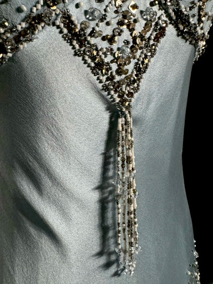 Sparkly Prom Dresses Mermaid Spaghetti Strap Blue Tea Length Formal Dresses Graduation Gown MP398