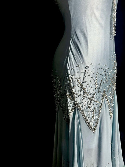 Sparkly Prom Dresses Mermaid Spaghetti Strap Blue Tea Length Formal Dresses Graduation Gown MP398