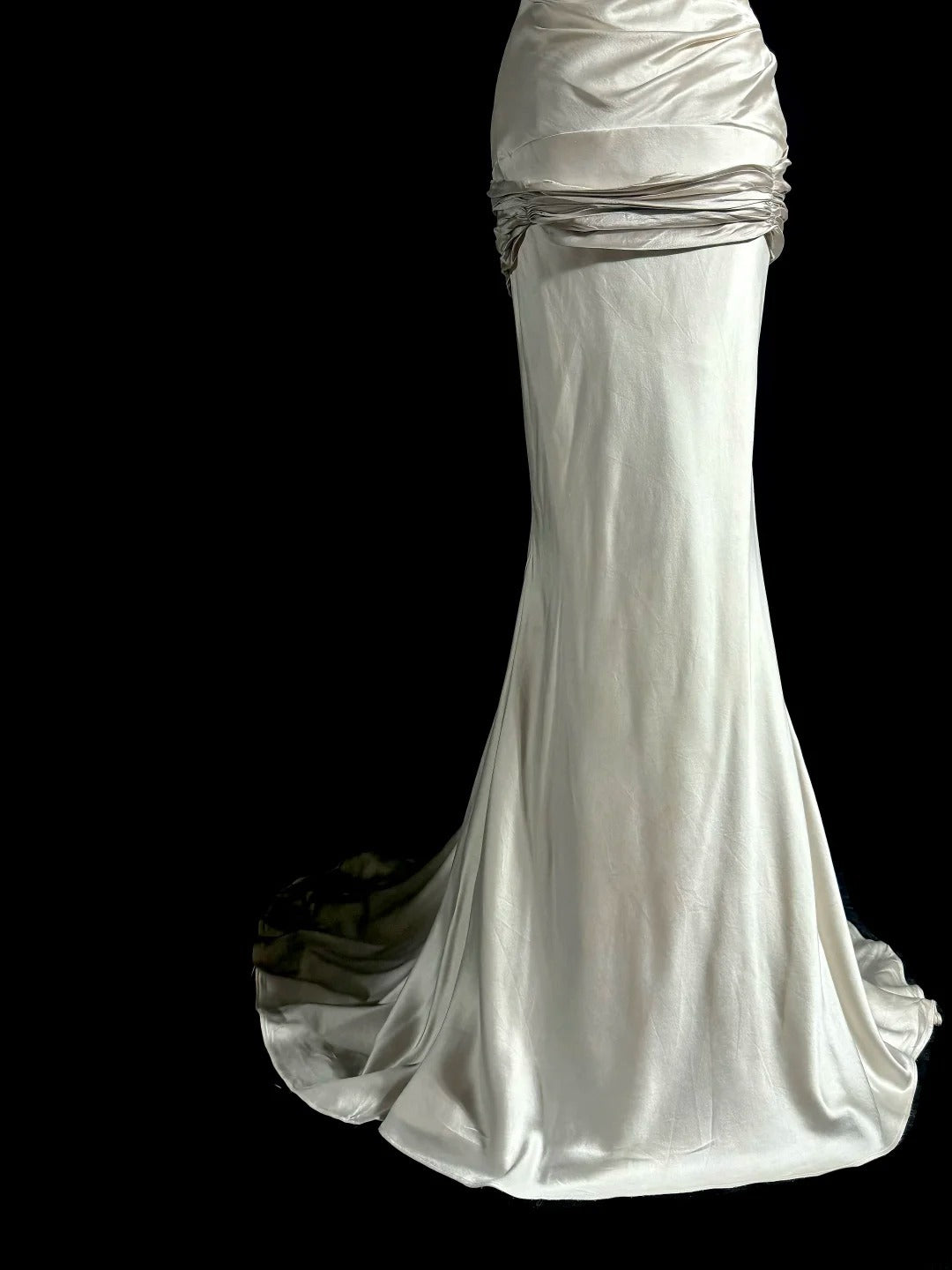 Modest Mermaid Strapless Satin Prom Dresses With Ruffles Long Formal Dresses Graduation Gown MP399