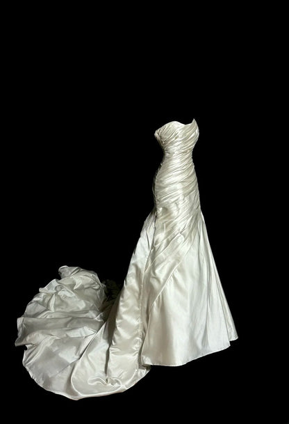 Modest Mermaid Sweetheart Taffeta Ivory Sleeveless Prom Dresses With Ruffles Long Formal Dresses Graduation Gown MP402
