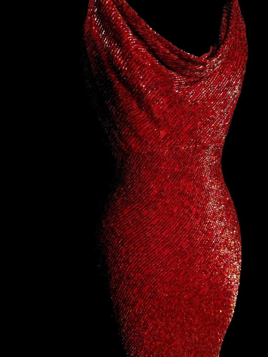 Sparkly Mermaid Spaghetti Strap Red Sequin Sleeveless Prom Dresses Long Formal Dresses Graduation Gown MP403