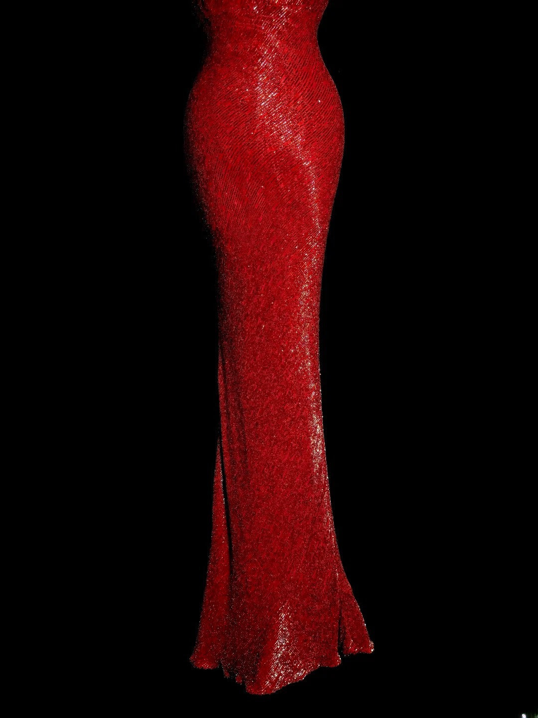 Sparkly Mermaid Spaghetti Strap Red Sequin Sleeveless Prom Dresses Long Formal Dresses Graduation Gown MP403