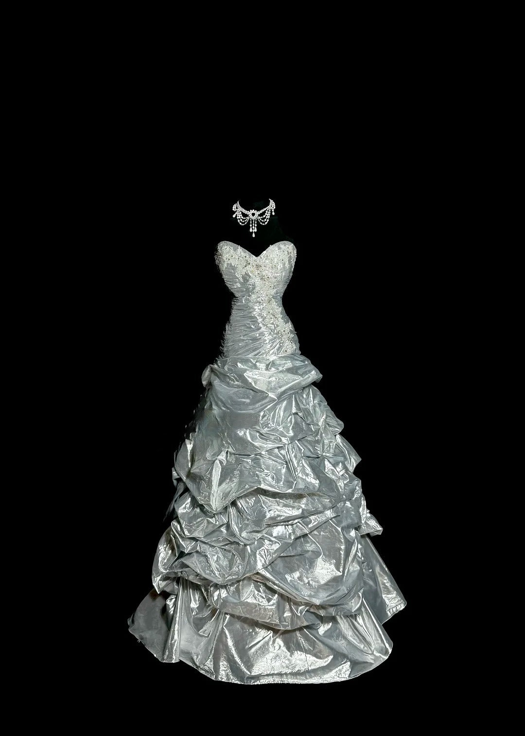 Modest Ball Gown Sweetheart Organza Silver Gray Sleeveless Prom Dresses Long Formal Dresses Graduation Gown MP405